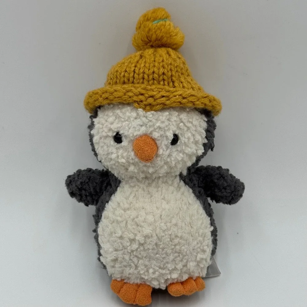 Jellycat London Wee Winter Penguin Plush Mustard Knit Beanie‎ Hat Stuffed Animal